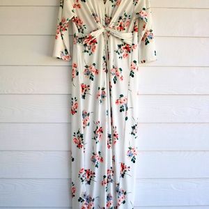 Peach Love California White Long Floral Dress
